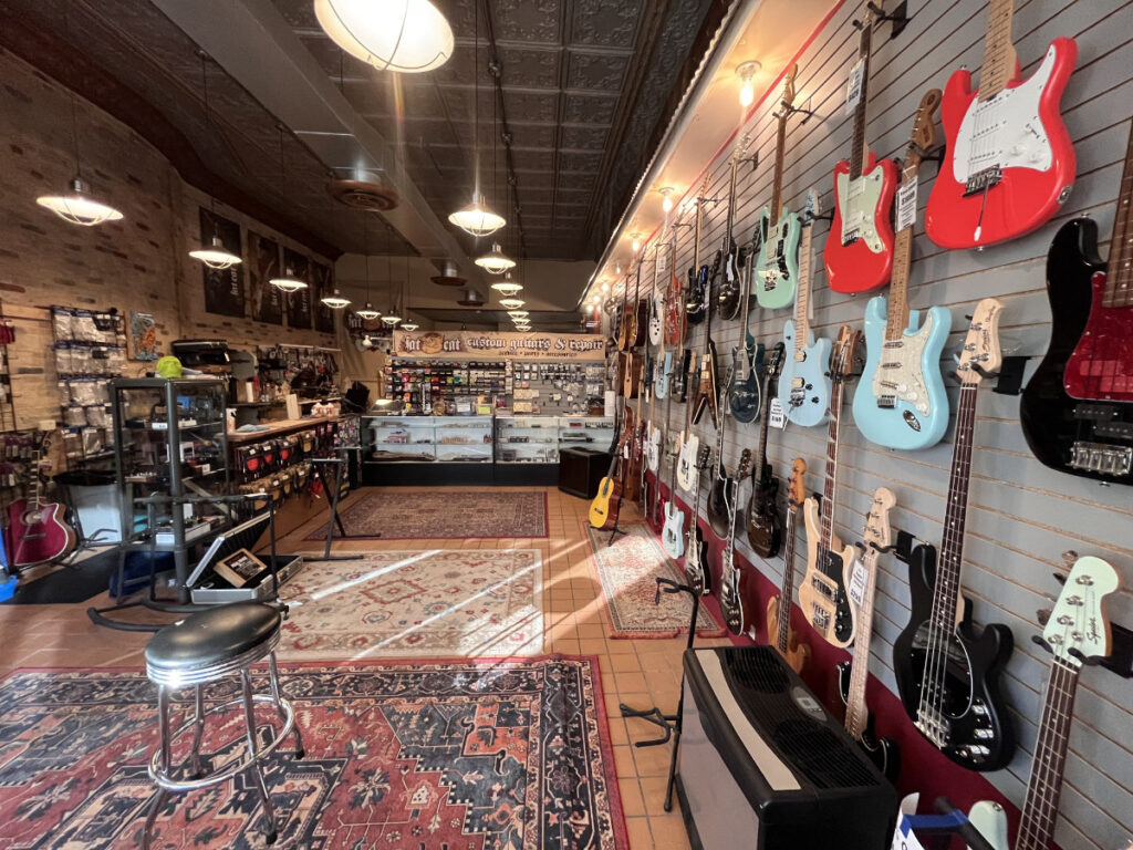 repair shop at fat cat custom guitars interior